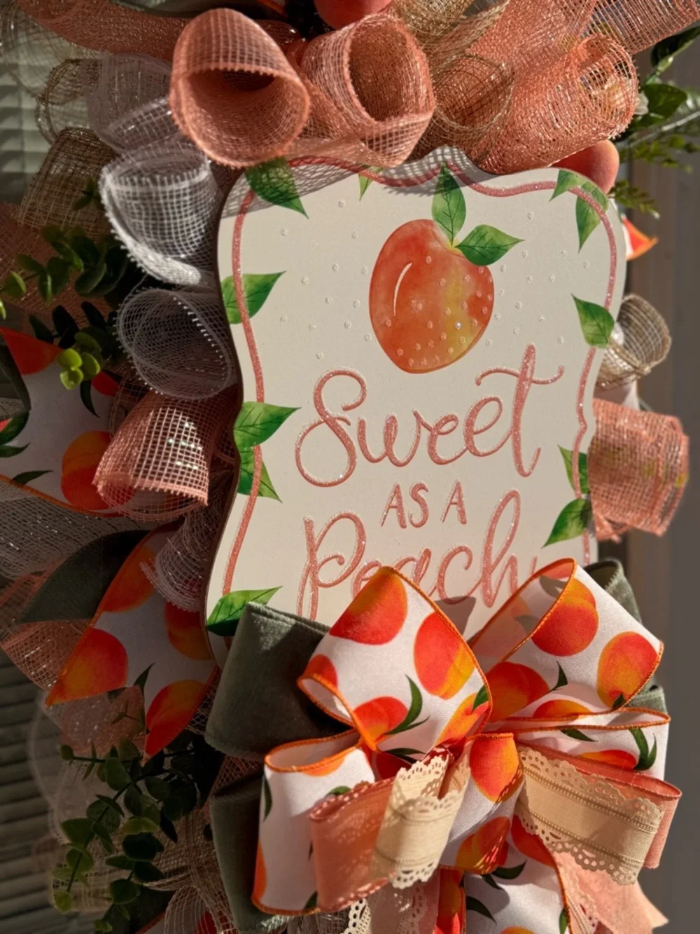 Sweet as a Peach Home Holiday Door Wreath - Peach Color